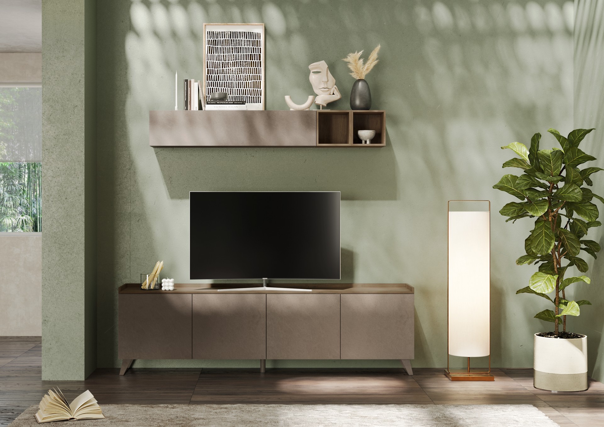 TV-alus Tray, Mercure tamm/hallikaspruun / AM-206024-09MR