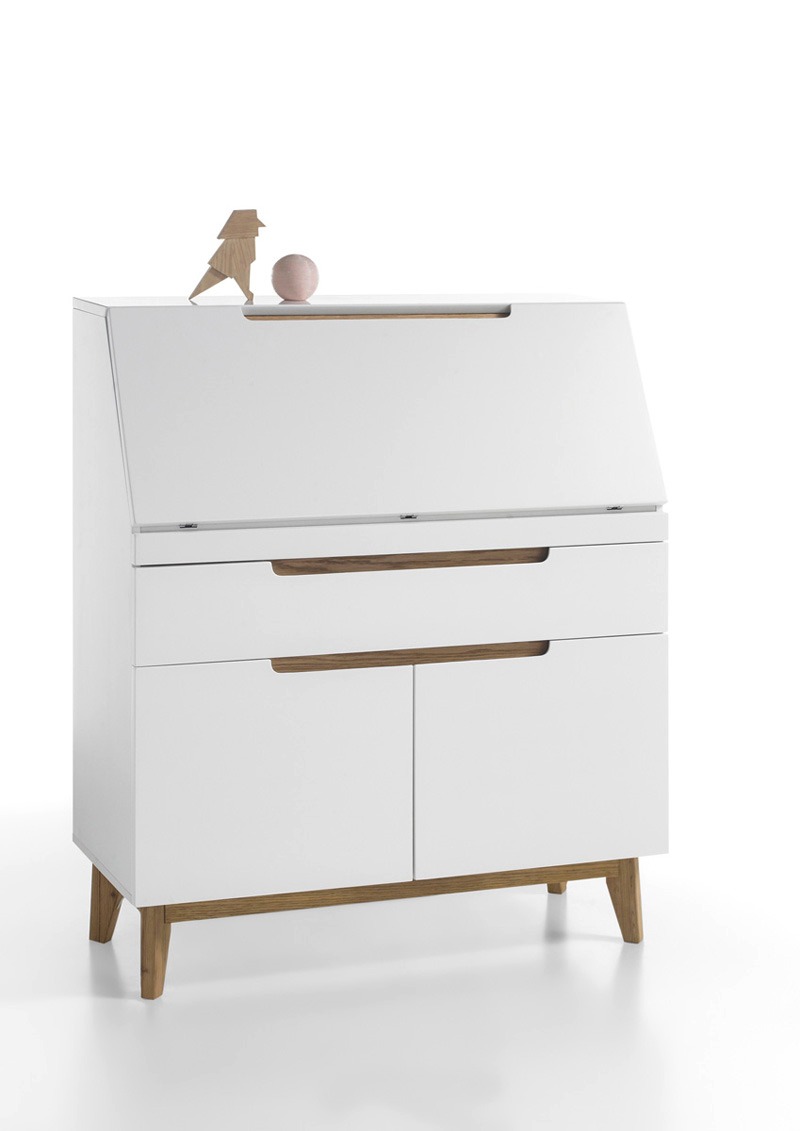 Kummut-sekretärkapp Cervo, valge/tamm / am-48648WE5