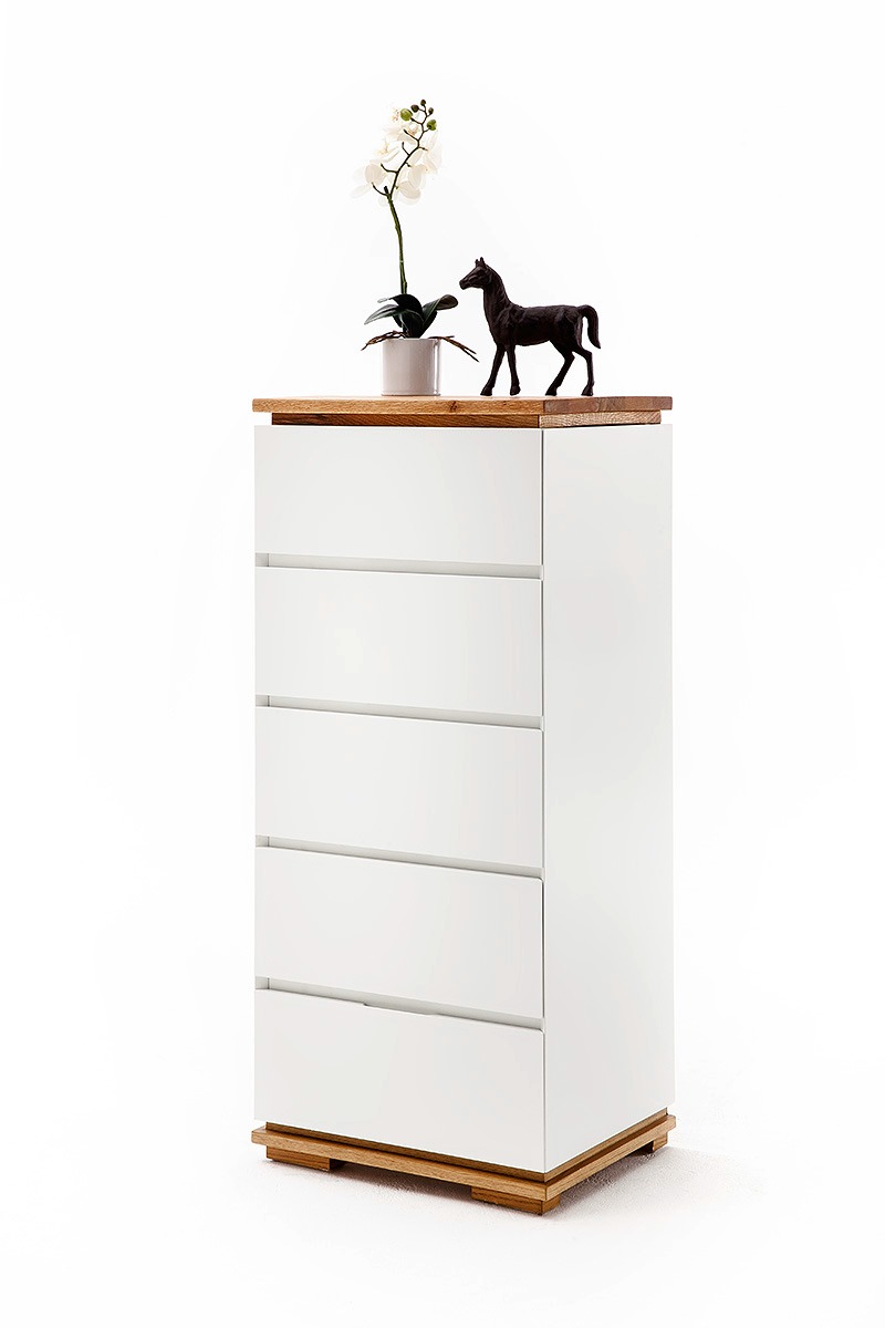 Kitsas Kõrge kummut Chiaro 115cm, valge/tamm / am-48447AW1