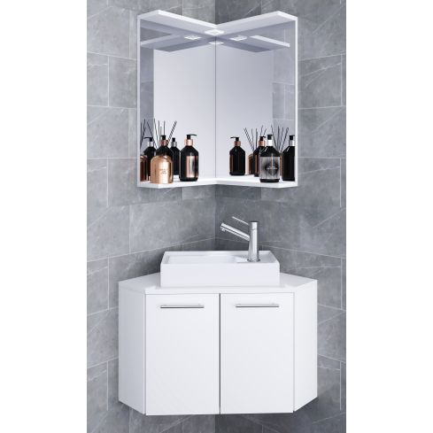 Vannitoakomplekt nurka, kolmeosaline, valge / VC-917883