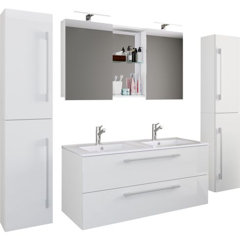 Vannitoakomplekt Budasi kahe valamuga+peegelkapp, valge 917559 / VC-917559