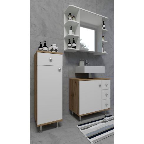 Vannitoakapp Nilosi, meetamm/valge / VC-918579