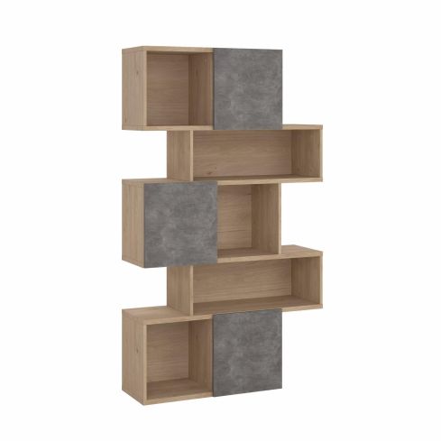 Raamaturiiul Maze 3, hickory/betoon / TV-71738-hlgx