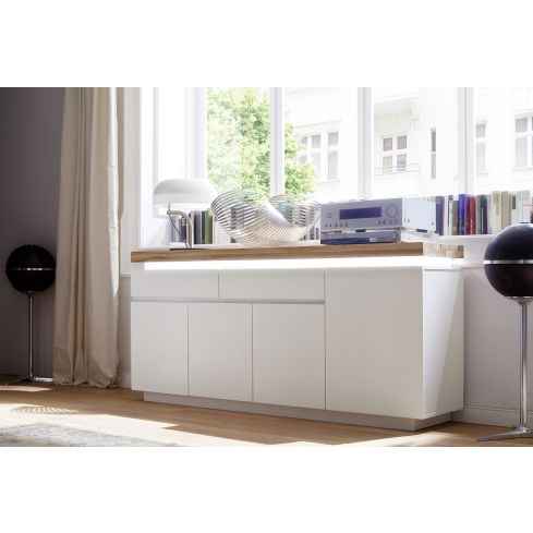 Tammepuidust plaadiga Kummut Romina 175cm + LED / AM-48994MW5