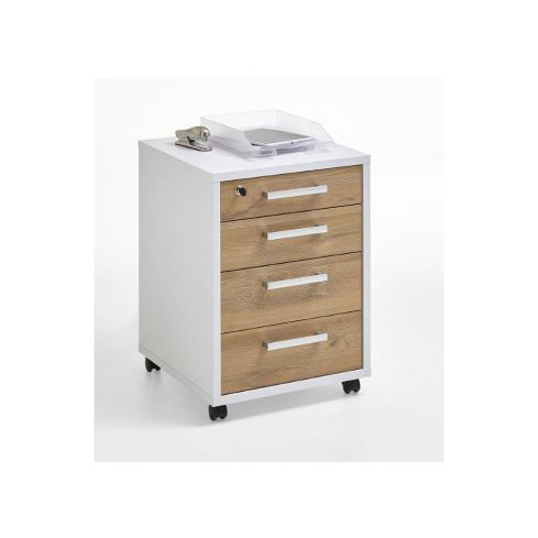 Ratastel Sahtliboks Calvia 4, valge/tammeplank / FM-3012-004-VAL/TPLA