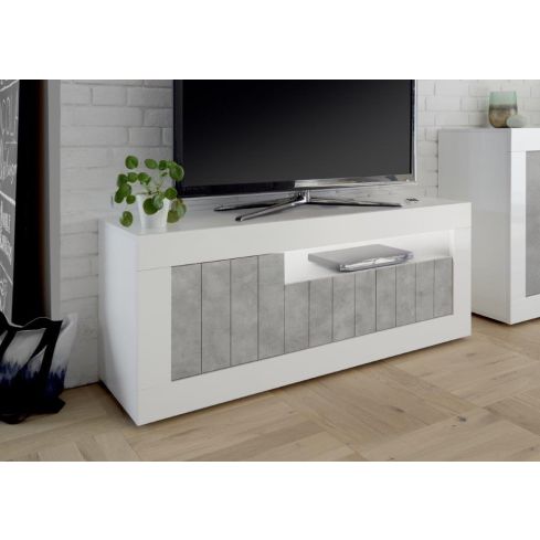TV-alus Urbino, valge/betoon / AM-209035-02CE