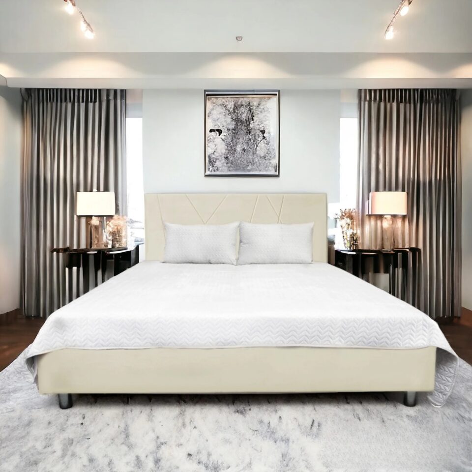 Pesukastiga voodi Gestia (beež)