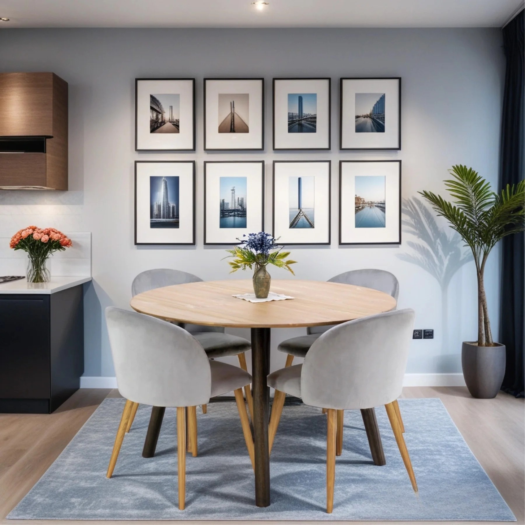 Männipuidust ümar söögilaud Palma (antiik/must)