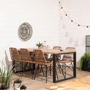 Männipuidust söögilaud Edna (antiik/must)