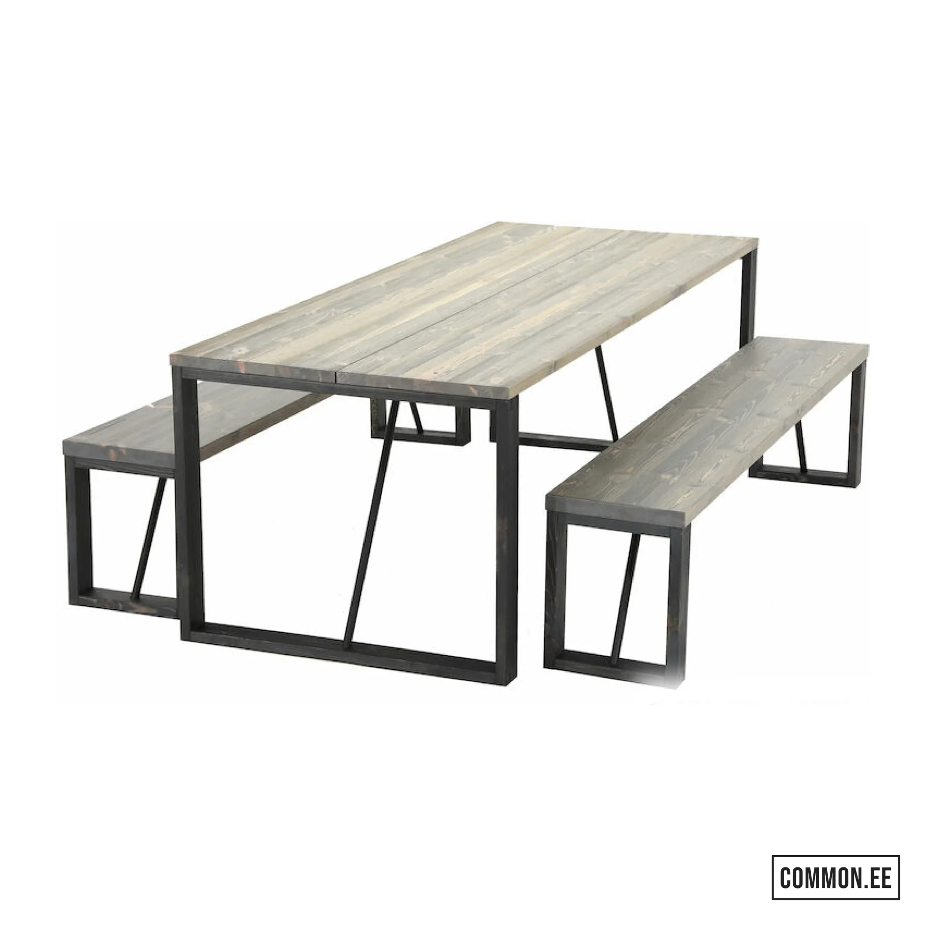 Männipuidust söögilaud Edna (hall/must)