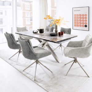 Almiros Platte grau marmoriert-mit Parker Gestell Edelstahl 4x 4 Fuß AN 2x AL CR-MIL-11158_23_grob