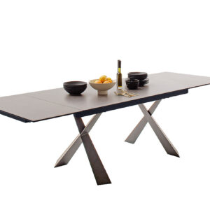 Badesi-Begros-Platte hellgrau Gestell Edelstahl ausgezogen mit Deko-FUNK-9121_23_grob