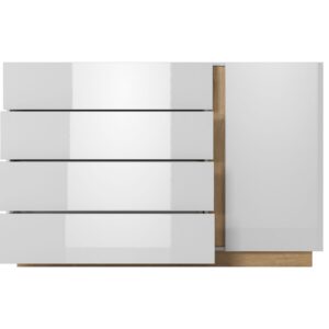 Laski 20 02 13 Arco komoda D4S front otwarte szuflady biale tlo