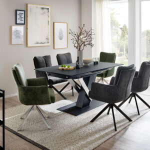 Massaro Platte anthrazit-mit Malia 4x Gestell schwarz AN 2x Gestell Edelstahl OL-MIL-14127_22_grob