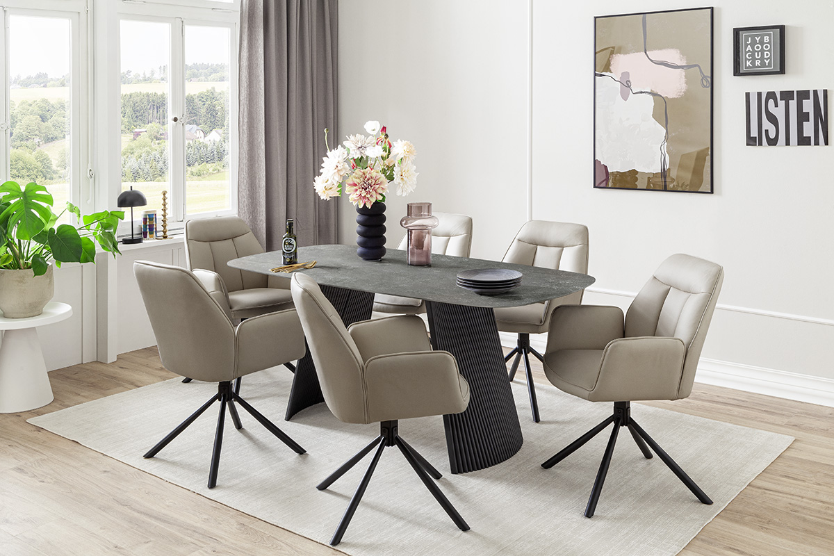 Tobelo-Platte anthrazit mit 6x Rafaela Gestell schwarz CX-MIL-220_25_grob