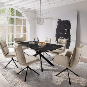 Vanino-Platte schwarz Gestell schwarz mit Marin 4x 4 Fuß Stuhl CX 2x 4 Fuß Stuhl mit AL CX-MIL-392_25_grob