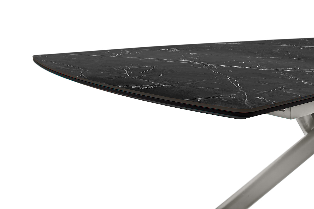 Vanino-Platte schwarz marmoriert Gestell Edelstahl Detail Platte-DET-390_25_grob