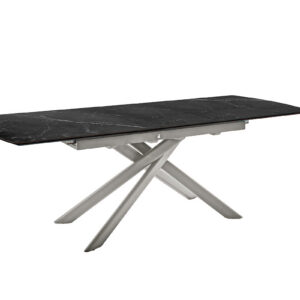 Vanino-Platte schwarz marmoriert Gestell Edelstahl ausgezogen ohne Deko-FUNK-398_25_grob