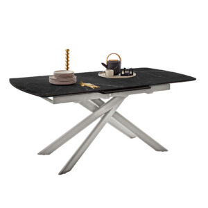 Vanino-Platte schwarz marmoriert Gestell Edelstahl mit Deko-EB-405_25_grob