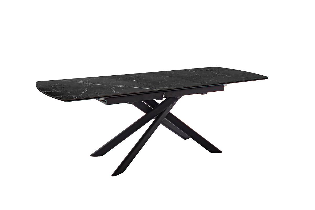 Vanino-Platte schwarz marmoriert Gestell schwarz ausgezogen ohne Deko-FUNK-385_25_grob