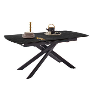 Vanino-Platte schwarz marmoriert Gestell schwarz mit Deko-EB-384_25_grob