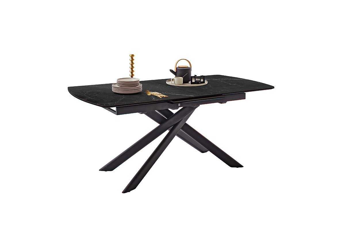 Vanino-Platte schwarz marmoriert Gestell schwarz mit Deko-EB-384_25_grob