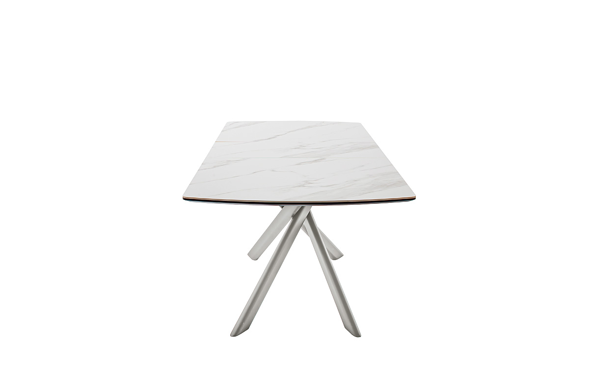 Vanino-Platte weiß marmoriert Gestell Edelstahl ausgezogen Detail Ansicht frontal-DET-381_25_grob