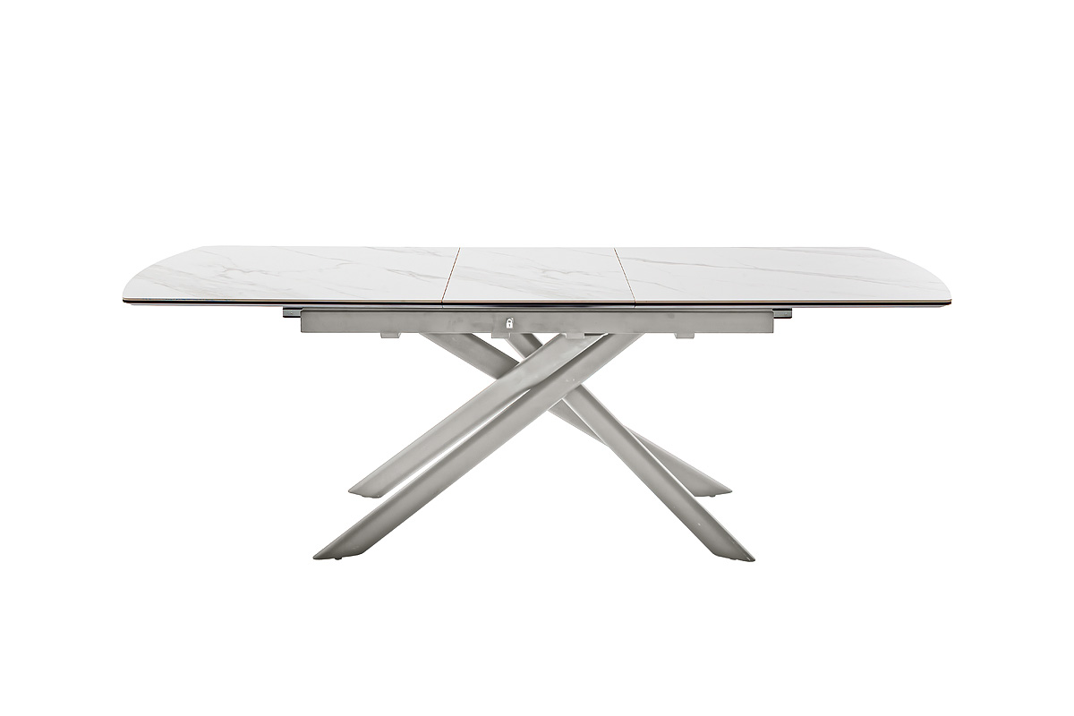 Vanino-Platte weiß marmoriert Gestell Edelstahl ausgezogen Detail Ansihct seitlich-DET-378_25_grob