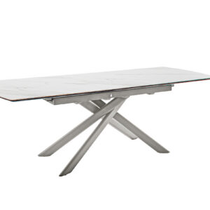 Vanino-Platte weiß marmoriert Gestell Edelstahl auszgezogen ohne Deko-FUNK-374_25_grob