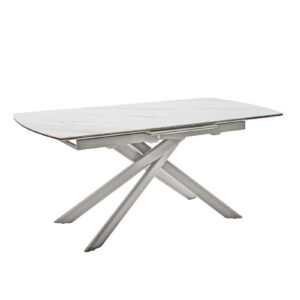 Vanino-Platte weiß marmoriert Gestell Edelstahl ohne Deko-EB-372_25_grob