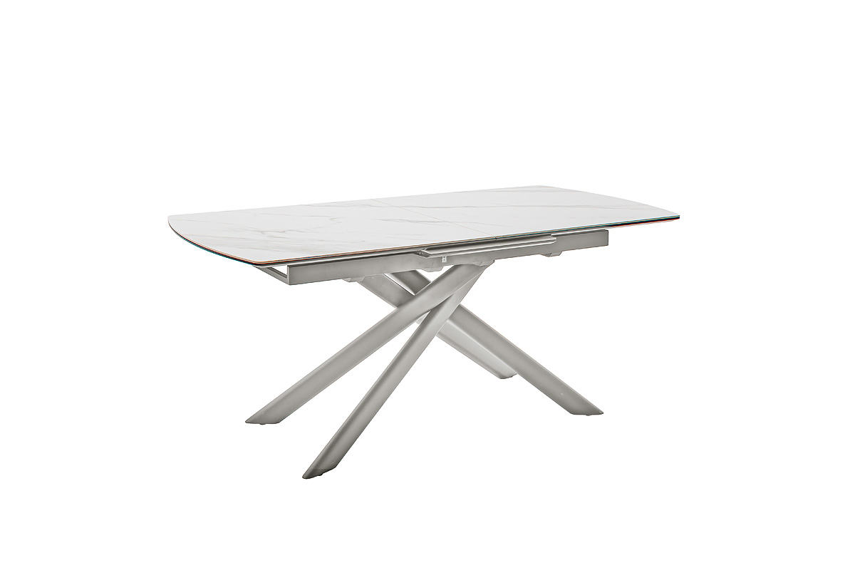 Vanino-Platte weiß marmoriert Gestell Edelstahl ohne Deko-EB-372_25_grob