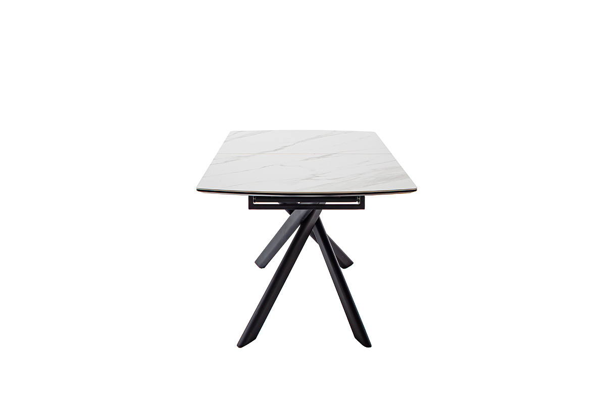 Vanino-Platte weiß marmoriert Gestell schwarz Detail Ansicht frontal-DET-367_25_grob