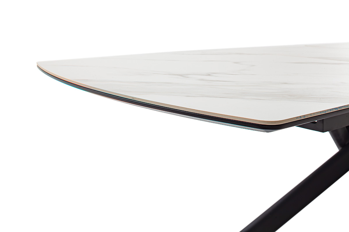 Vanino-Platte weiß marmoriert Gestell schwarz Detail Platte-DET-369_25_grob