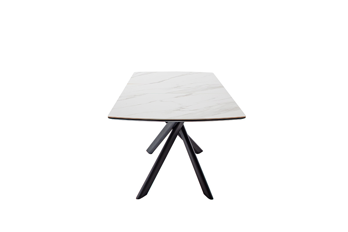 Vanino-Platte weiß marmoriert Gestell schwarz ausgezogen Detail Ansicht frontal-DET-368_25_grob