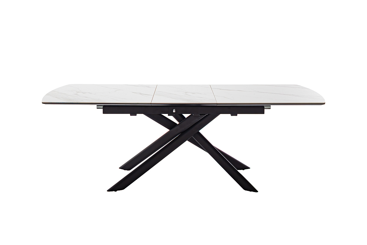 Vanino-Platte weiß marmoriert Gestell schwarz ausgezogen Detail Ansicht seitlich-DET-365_25_grob