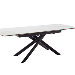 Vanino-Platte weiß marmoriert Gestell schwarz ausgezogen ohne Deko-FUNK-361_25_grob