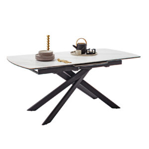 Vanino-Platte weiß marmoriert Gestell schwarz mit Deko-EB-360_25_grob