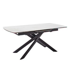 Vanino-Platte weiß marmoriert Gestell schwarz ohne Deko-EB-359_25_grob