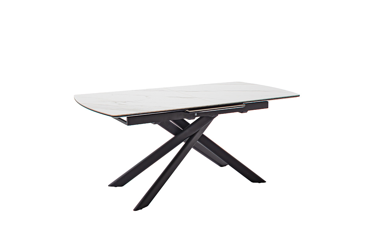 Vanino-Platte weiß marmoriert Gestell schwarz ohne Deko-EB-359_25_grob