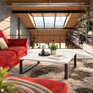 Valgusküllane tööstuslik loft-elutuba
