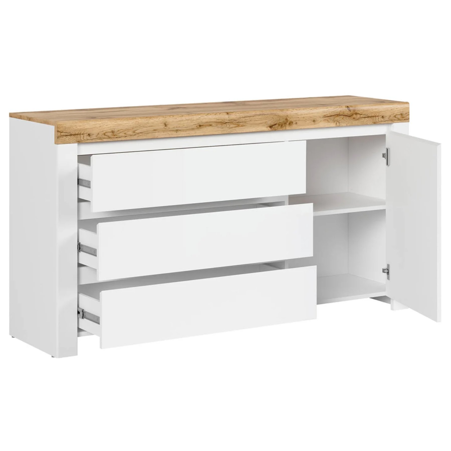 komoda-holten-156-cm-z-drzwiami-i-3-szufladami-biala-dab-wotan-xlargea