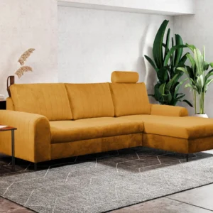 Kollane nurgadiivanvoodi Monako modernses elutoas